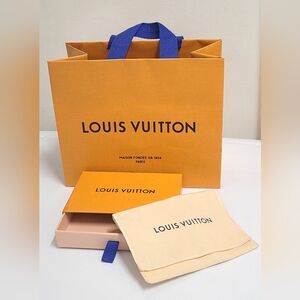 Louis Vuitton Small Authentic Dust Bag & 5½" x 3½" Box & Shopping Bag Set